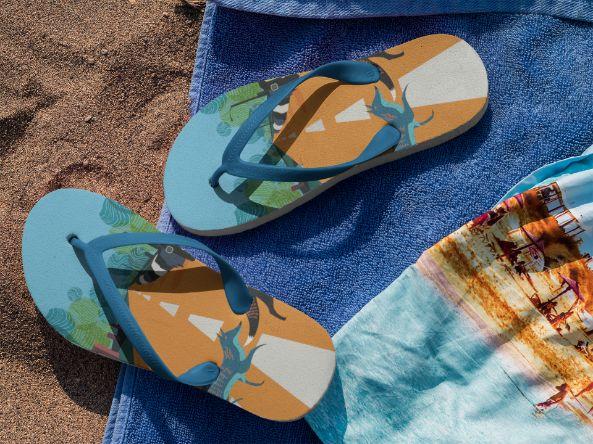 Abbey Road Foxes London Flip Flops - ReadyFlipFlops.com