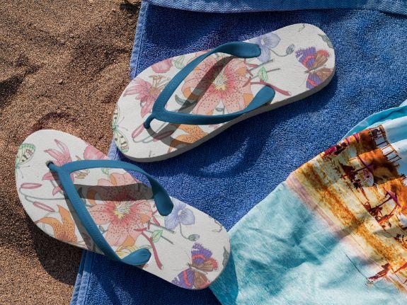 Alpine Flower Style Flip Flops - ReadyFlipFlops.com