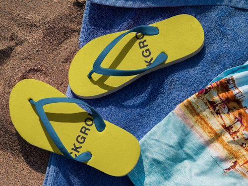 Background Off-white Yellow Flip Flops - ReadyFlipFlops.com