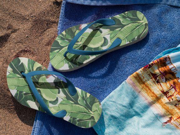 Banana leaves pattern Fitted Waist Sweater design Flip Flops - ReadyFlipFlops.com