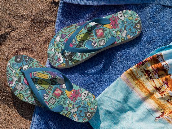 Blood Sweat Cartton Flip Flops - ReadyFlipFlops.com