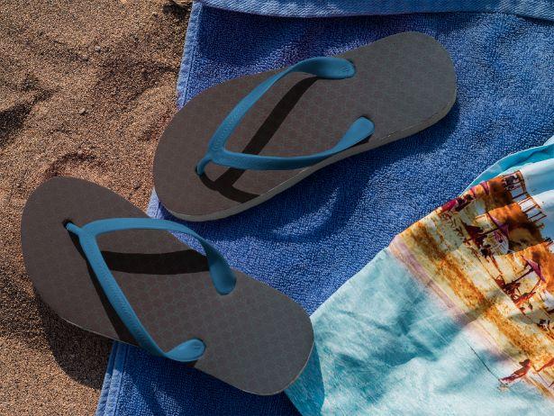 Blue Brand pattern Flip Flops - ReadyFlipFlops.com