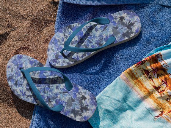 Blue Leafs Flip Flops - ReadyFlipFlops.com