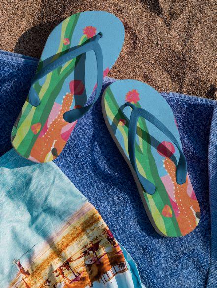 Cactus Time Flip Flops - ReadyFlipFlops.com